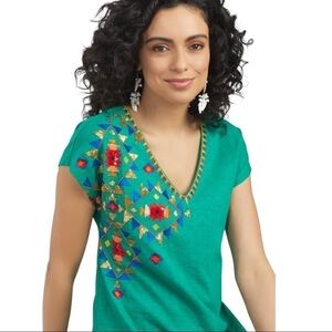 Soft Surroundings Passion Flower Sequin Tee Size L (14-16)